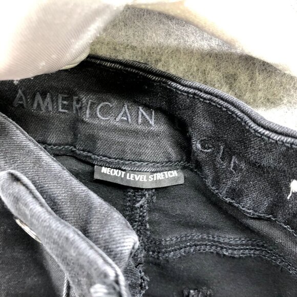 American Eagle Curvy Hi Rise Mini Jean Skirt Size 0 Next Level Stretch Black - Picture 8 of 10